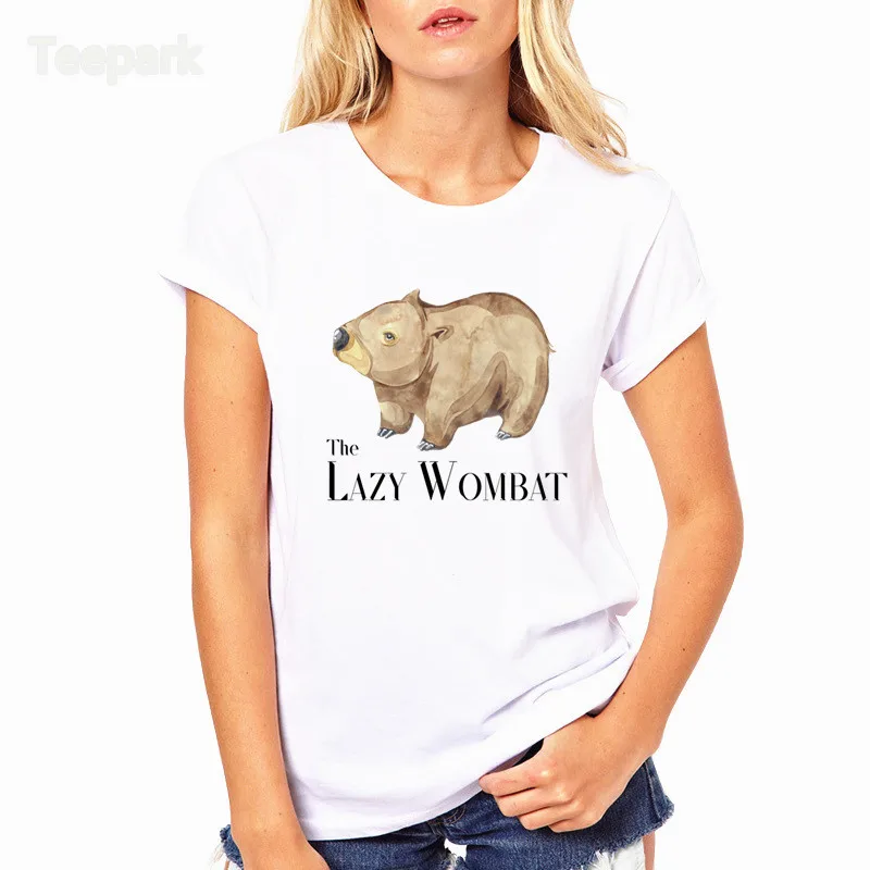 

The Lazy Wombat Fashion Summer Women T-shirt tops Short Sleeve Tops Clothing O-neck T shirt For Women HWP4213