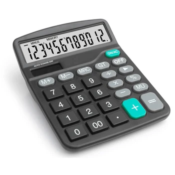 

NOYOKERE 12 Digit Calculator Calculate Commercial Tool Battery or Solar 2in1 Powered Electronic Calculator and Button