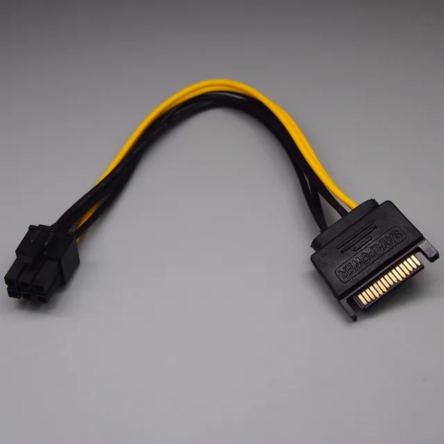 Best Value 25pcs SATA power port cable 15p male 6P female Graphics card reverse power adapter cable