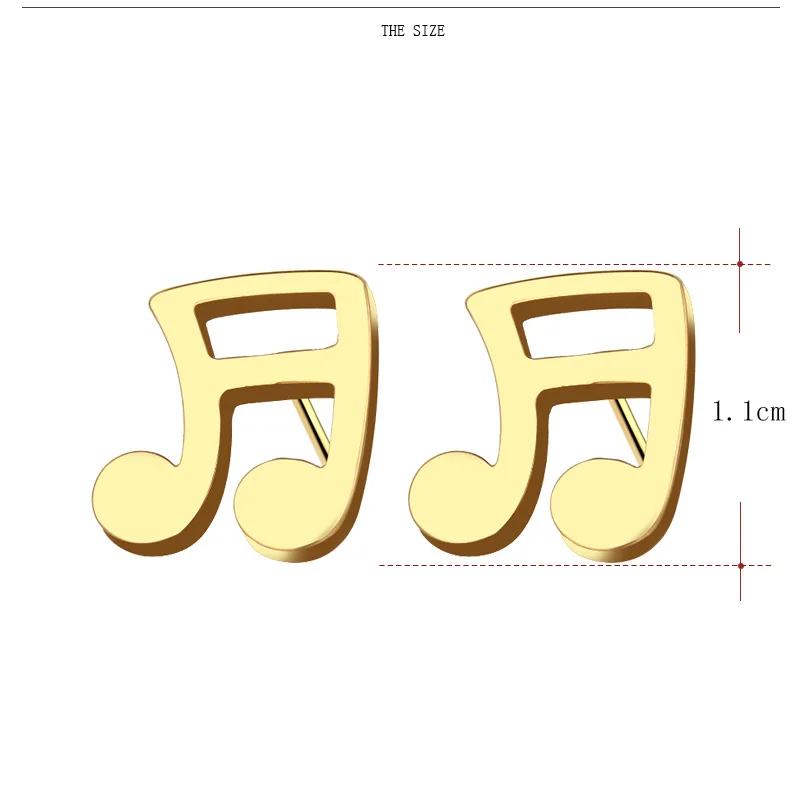Женские и мужские серьги-гвоздики из нержавеющей стали с музыкальными нотами золотистого и серебристого цвета, ювелирные изделия для влюбленных, Прямая поставка