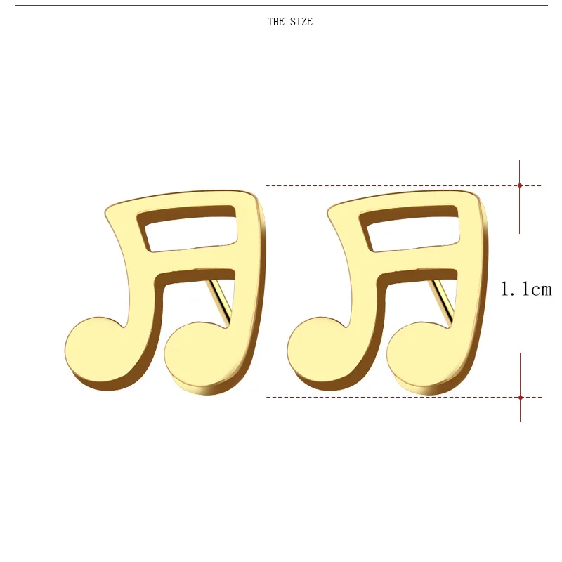 CACANA Stainless Steel Stud Earring For Women Man Musical Notes Gold And Silver Color Lover's Engagement Jewelry Drop Shipping