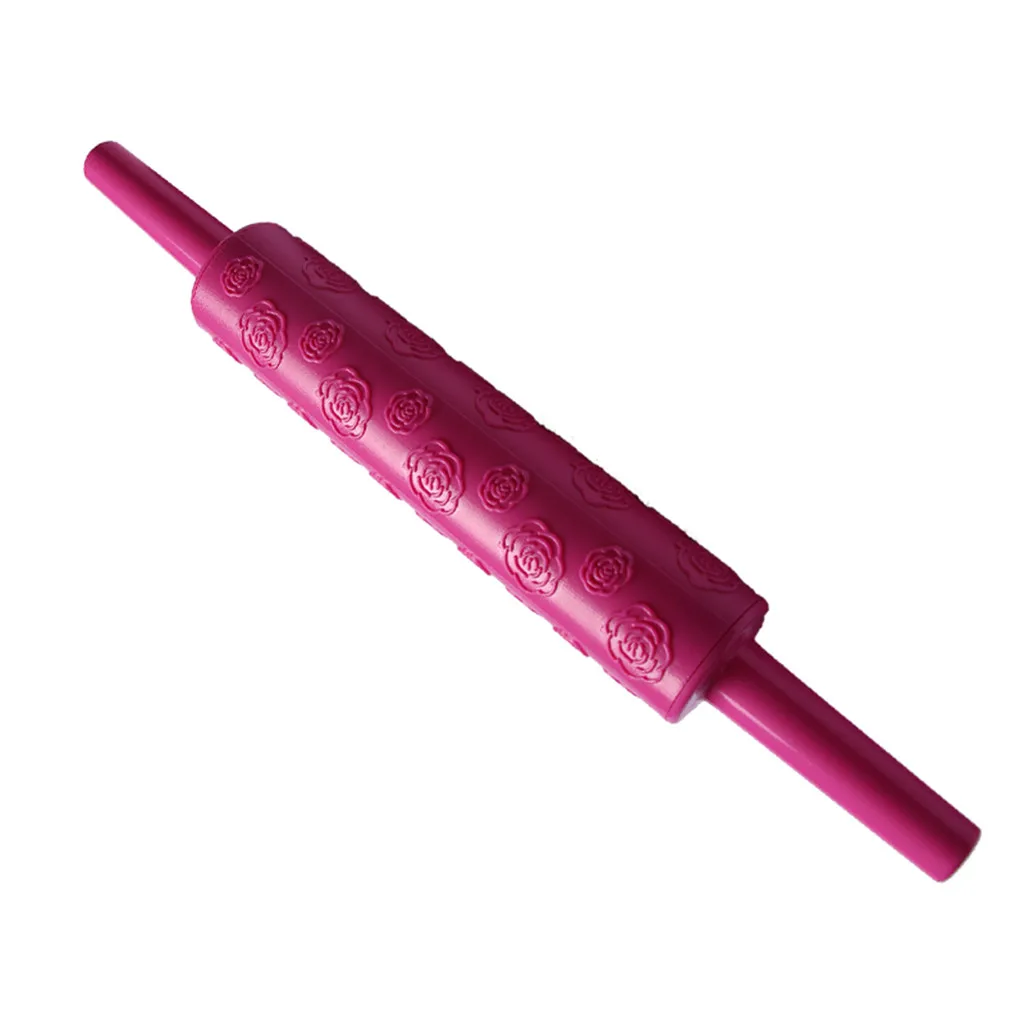 

Plastic Rolling Pin Embossing Baking Pastry Roller Decorating Mold Tool Sweet
