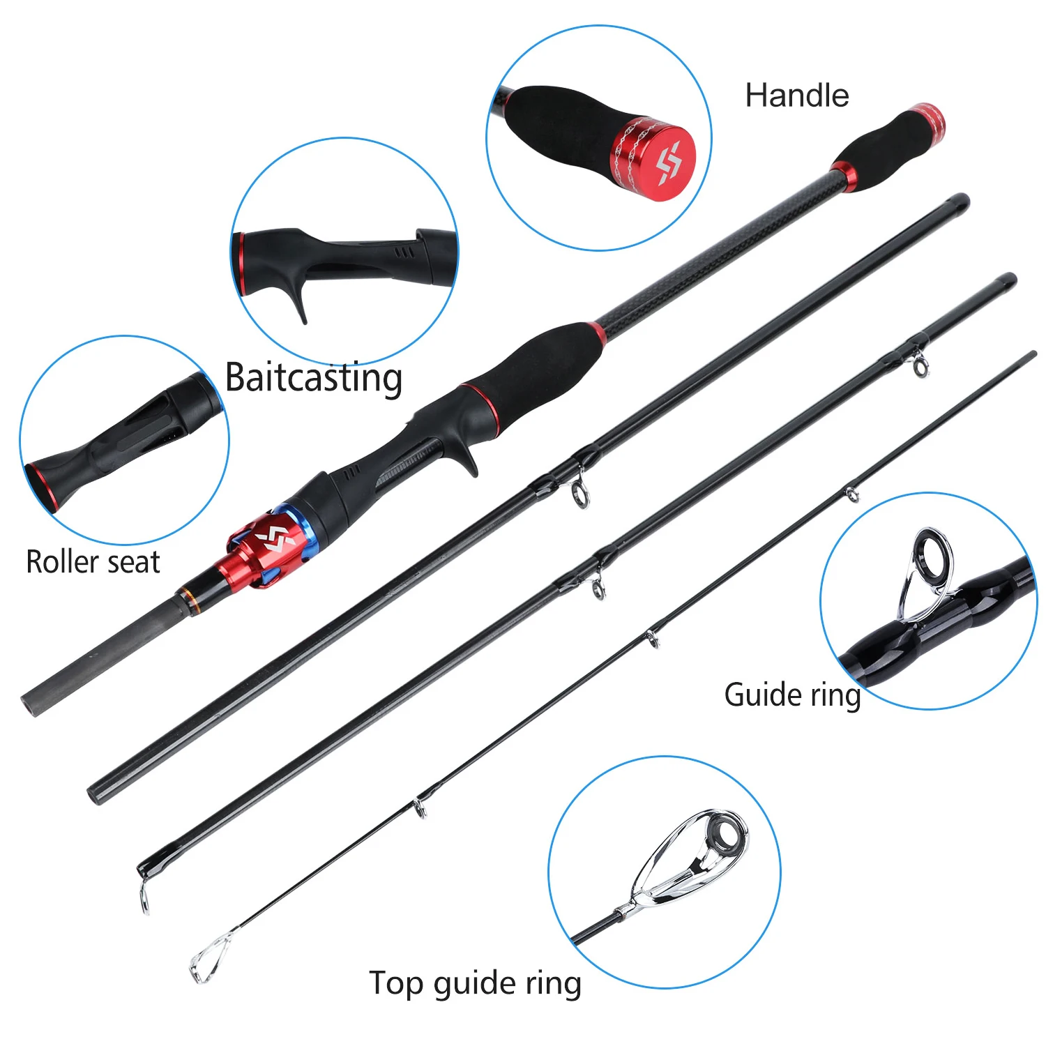 Sougayilang Fishing Rod Combo 1.8M 2.1M Carbon Fishing Rod with 7.2:1 :1 17+1BB Baitcasting Reel Fishing Tackle Set Kit