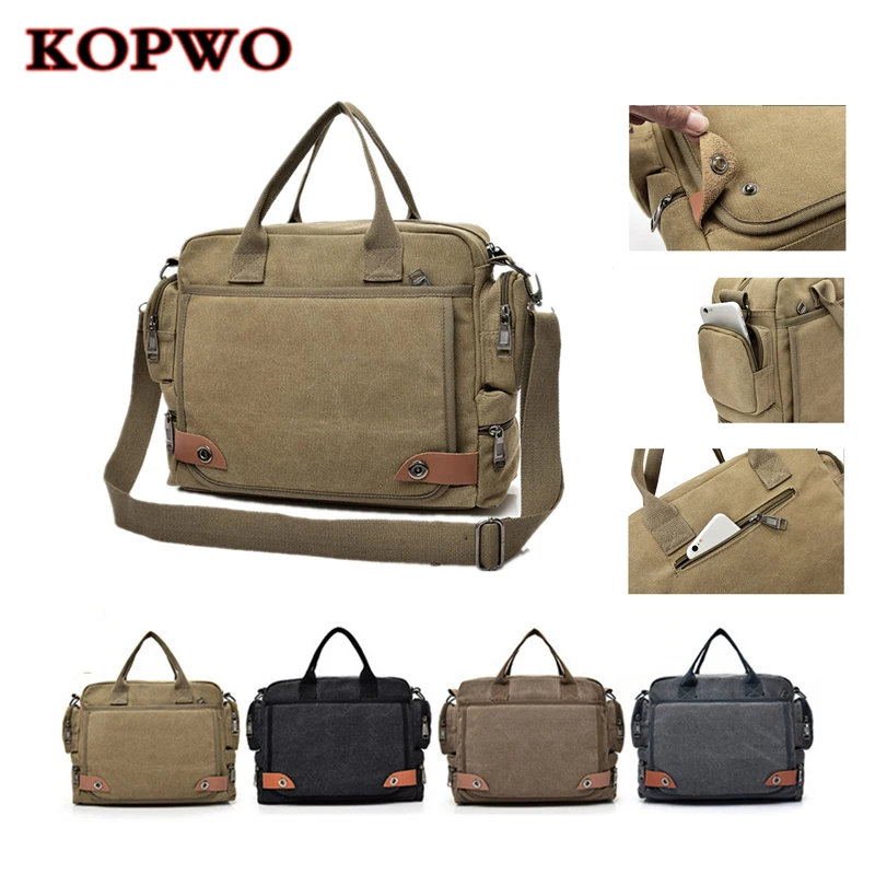 

KOPWO Universal High Capacity Canvas Laptop Handbag Shockproof Notebook Single Shoulder Bag Laptop Messenger Bag
