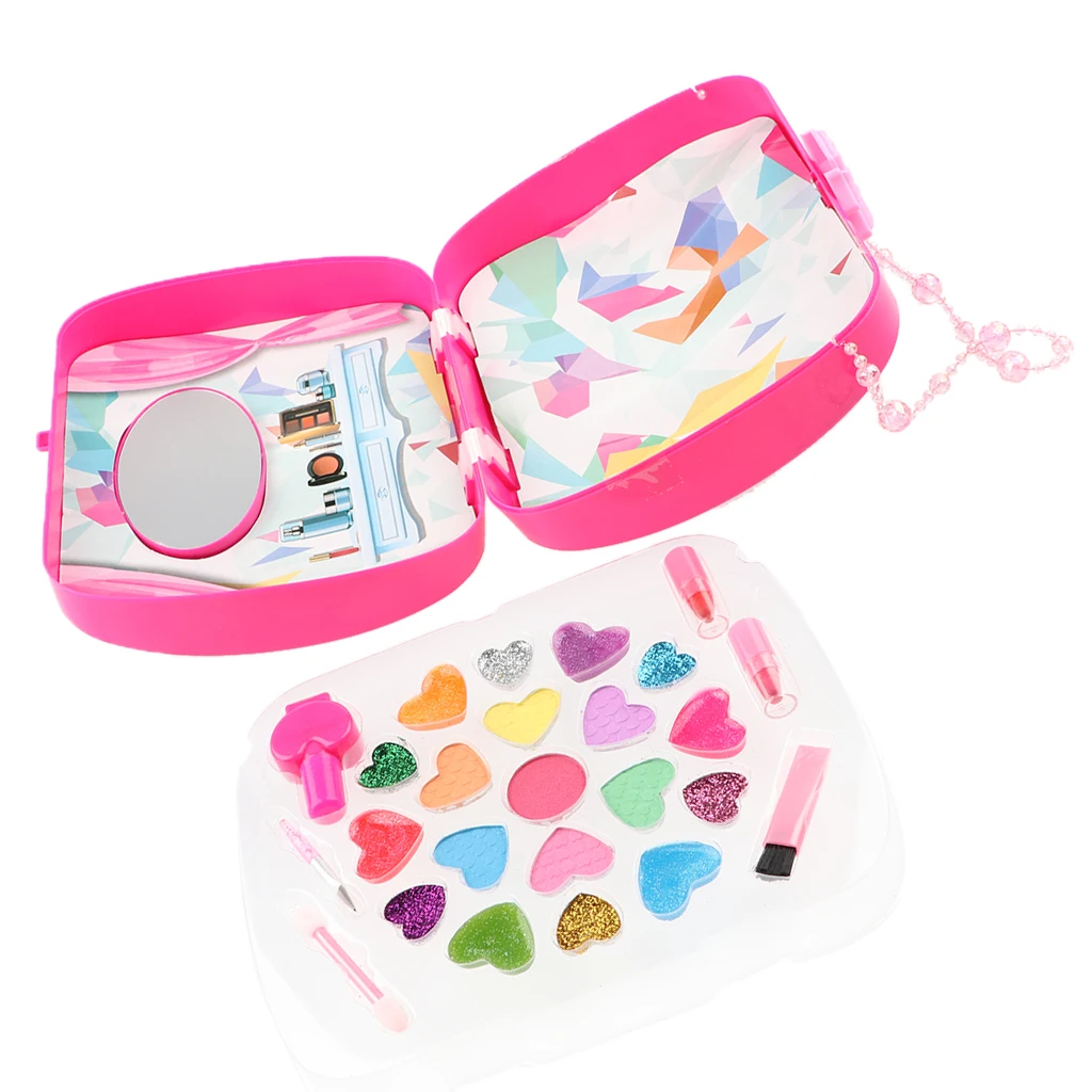 Kids Makeup Jewelry Box For Girl – Safe Washable Princess Cosmetics Set Eyeshadows, Lipstick, Nail Polish Beauty Set