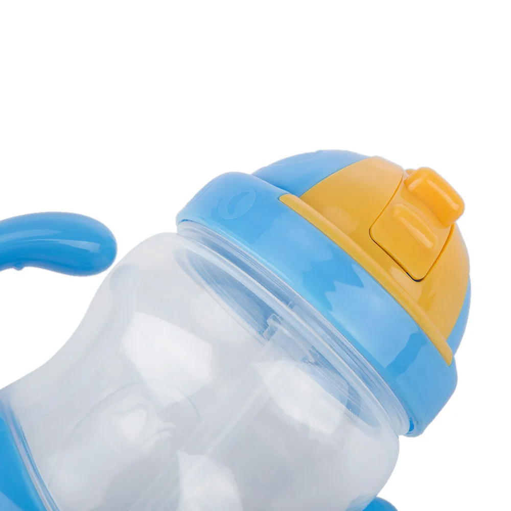 Best-Selling 1Pc New Double Handle Baby Trainer Cup Straw Type Cup Baby Kids Children Feeding Drinking Water Bottle Cup 280ml 05