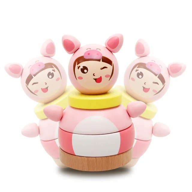 New Cartoon wooden balancing game Baby roly-poly Tumbler Toy Mini Funny Tumbler Doll Birthday Gift for Newborns Children 1
