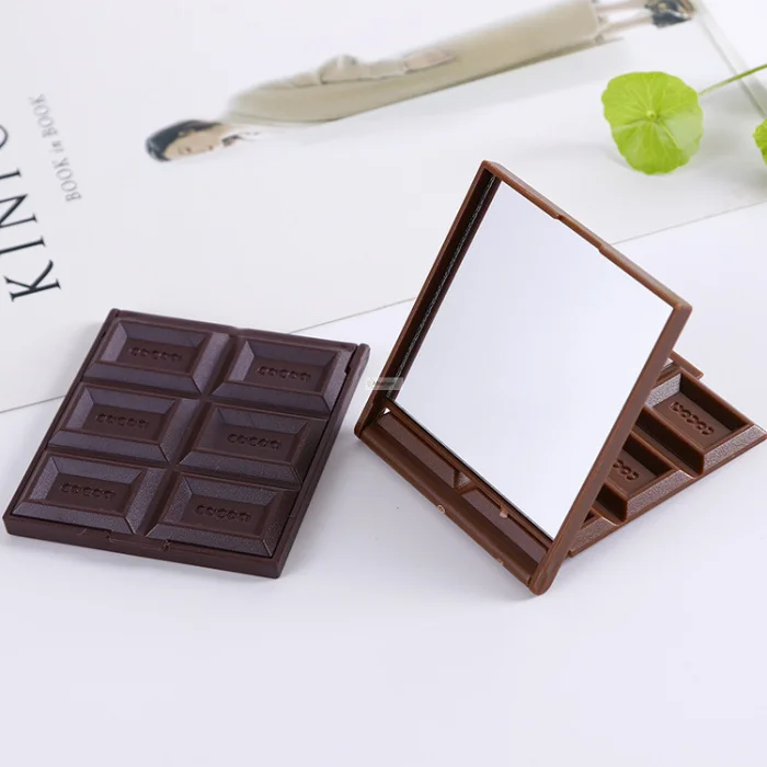 

1pc Square chocolate Mirror Cute block chocolate Shaped Design Makeup portable folding mini miroir espelho gift
