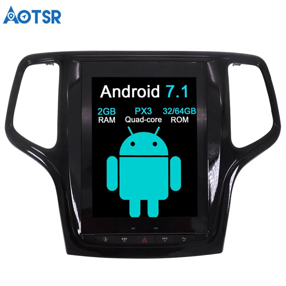 Автомобильный GPS навигатор Aotsr Android 7 1 в стиле Тесла для JEEP Grand Cherokee 2014 2018 головное