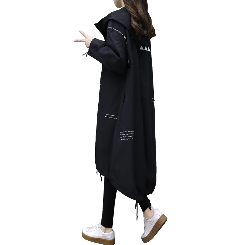 

Women's hoody Spring Trench Coat 2018Autumn Winter South Korea Latest Ladies Fashion Elegant Solid Super Slim womens windbreaker