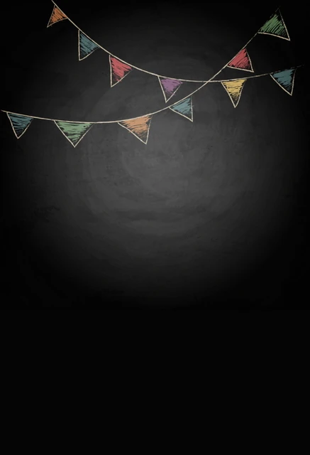 huayi 5x7ft chalkboard background with drawing bunting flags vector
