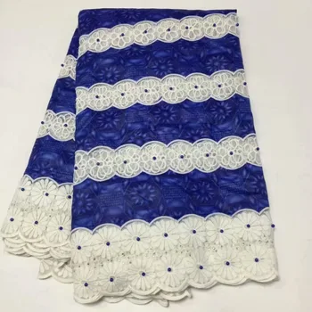 

High Quality African Bead Swiss Voile Lace In Switzerland 2018 African Blue Dry Cotton Swiss Voile Lace Fabric For Party Dress
