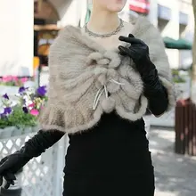 Горячая* европейская норка Трикотаж шаль с цветком/minkшарф** BE1255