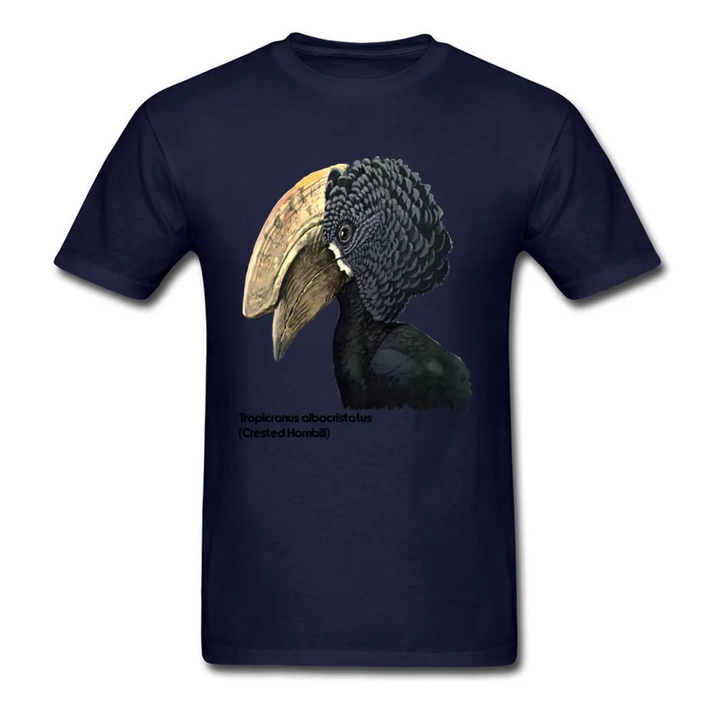 Normal Normal Male Tshirts Rife Mother Day Short Sleeve Round Neck Cotton Fabric Tops Shirt Custom Tops Shirt Free Shipping Crested Hornbill Bird Handsome Bill and Feathers navy