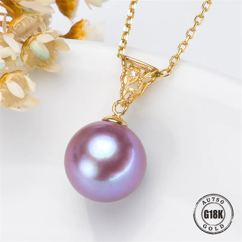 

DIY Accessories G18K Yellow Gold Pendant Jewelry Findings Blank Pendants Bracket Natural Pearl Cap Bracket