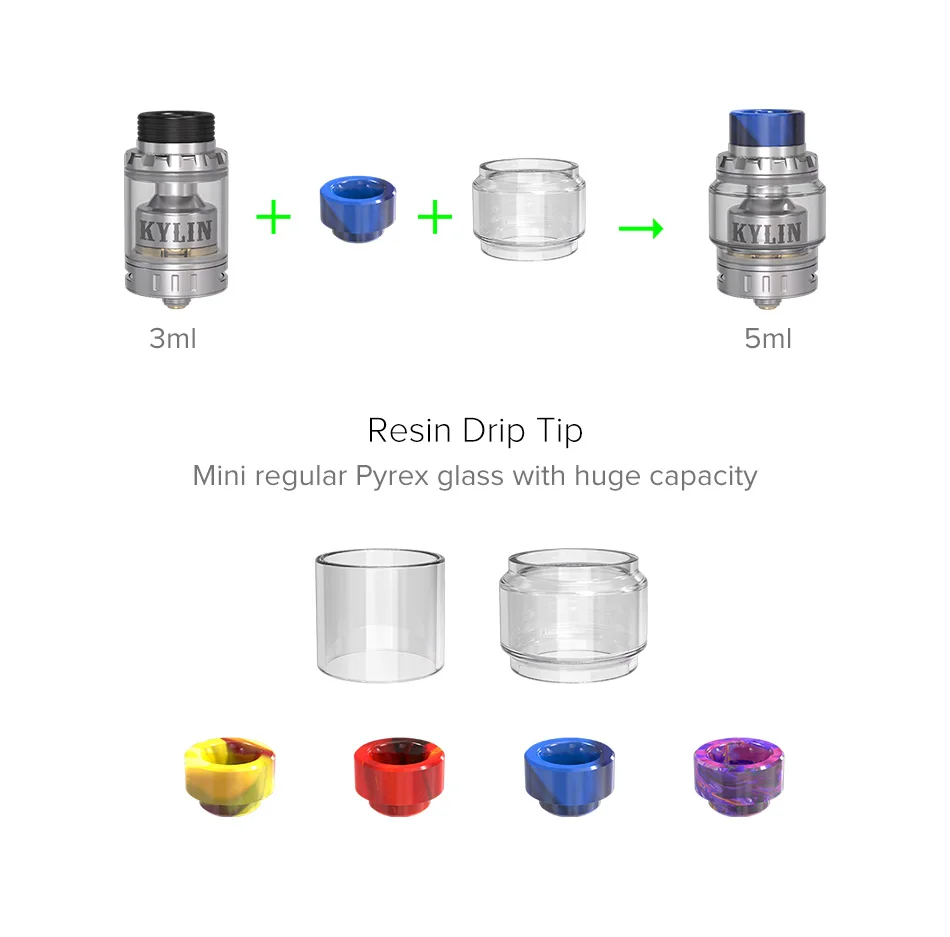 Kylin 3 RTA. Kylin Mini RTA. Kylin RTA Mini SS. Drip Tip.