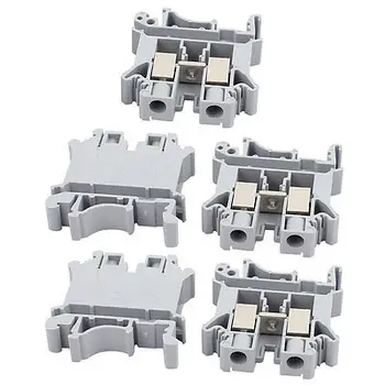 

10Pcs UK-10N DIN Rail Mount Guide Terminal Block 800V 76A 10mm2 Cable Gray