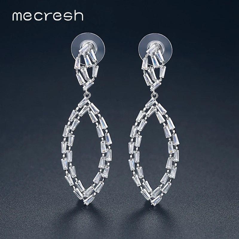 

Mecresh Simple Geometric Hanging Drop Earrings 2018 Women Genuine Austrian Rhinestones Party Earrings Christmas Jewelry EH1101