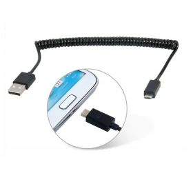 

Black 10ft 3m Micro USB 5pin to USB 2.0 Stretch Data Charge Cable