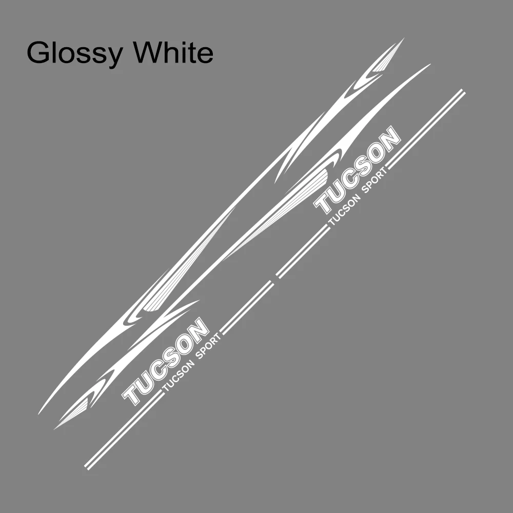 2pcs Car Both Side Door Stickers Vinyl Film Automobiles Sports Graphics Decals For Hyundai Tucson Styling Tuning Car Accessories - Название цвета: Glossy White