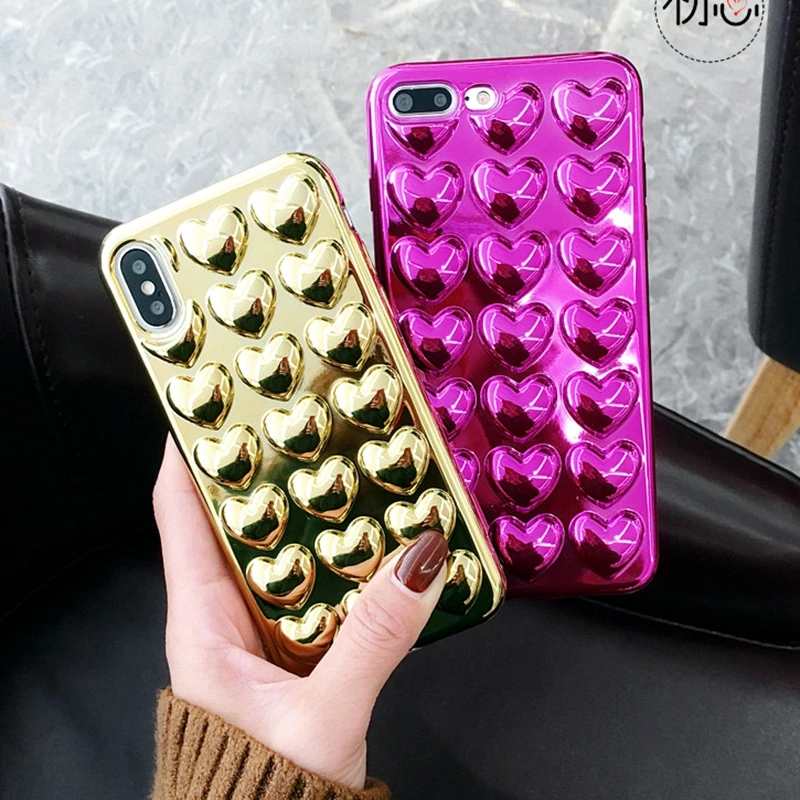 

Sexy Girl Glitter Case for iphone XS MAX XR 10 X 7 8 6 6s Plus 3D Love Heart Unique Plating Soft Silicone TPU Shockproof Cover