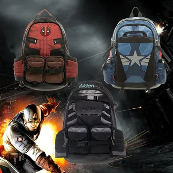 

18" Deadpool Backpack Creative Fashion Captain America Knapsack Dacron Action Figure Collectible Model Toy OPP 46CM B1641