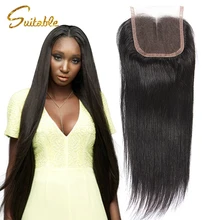 cheap Brazilian Virgin Straight Hair lace closure Free Middle Part 4″*4″ Cheap Brazilian swiss Lace Closure with bleached knots
