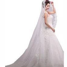 Свадебная фата SSYFashion 3 метра, кружевная отделка, длинный шлейф, свадебная вуаль, свадебные аксессуары