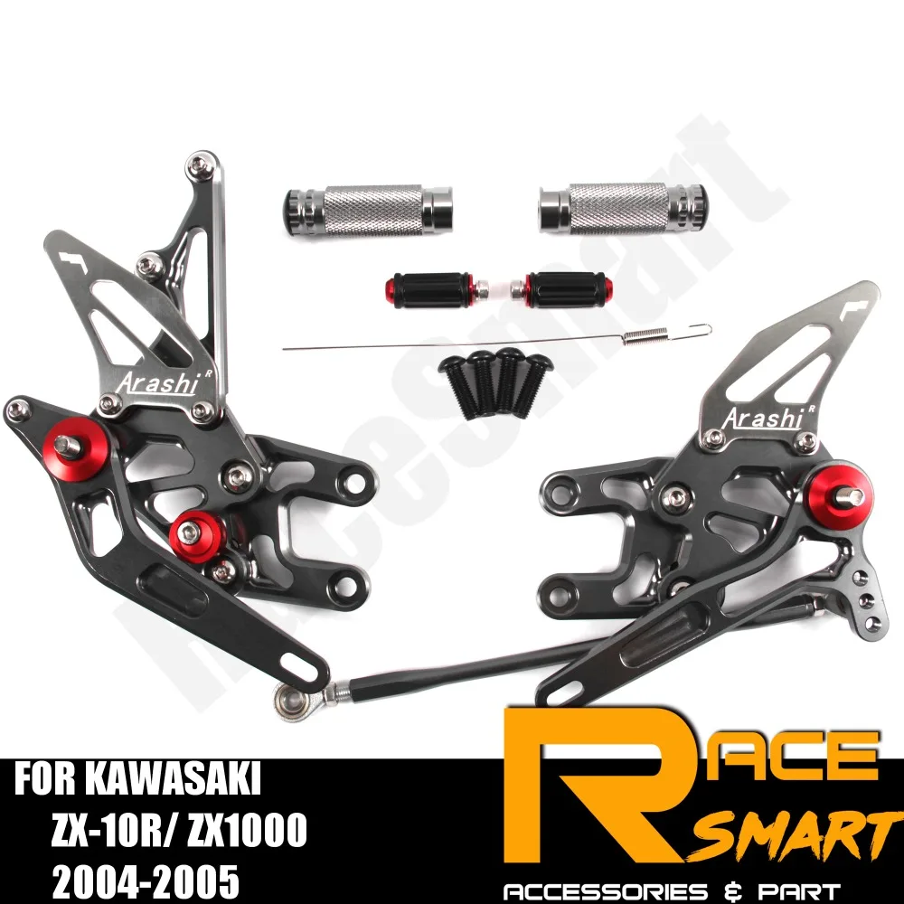 

FOR KAWASAKI ZX-10R ZX1000 2004 2005 ZX10R Rear Footrests Foot Rest Pegs Pedal Motorcycle Accessories CNC Adjustable Rearset