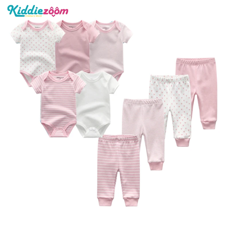 Kiddiezoom 9PCS/LOT Designer Newborn Baby Boy Clothes Sets Cotton infant Girl Clothing Ropa Bebe Pants Toddler Clothing Set