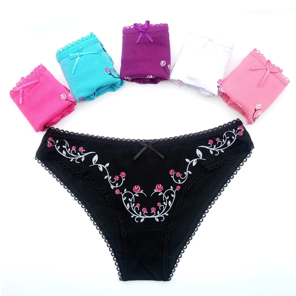 B Mixed color-5 pcs FUNCILAC 5 шт./компл. Для женщин нижнее белье хлопок сексуальные кружевные трусики в полоску трусы повседневное белье для девочек Женские панталоны Размеры M, L, XL - Цвет: B Mixed color-5 pcs