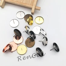 50 шт многоцветные круглые серьги Стад Серьги базы пустая лоток установка подходит 8/10/12/14/16 мм Стекло кабошон для бижутерии, материал для рукоделия