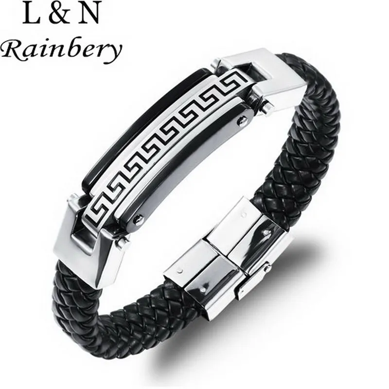 Rainbery 2016 New Arrival Charm Men Accessories Simple Style Fashion Titanium steel Leather Bracelet Jewelry Bracelets Wholesale