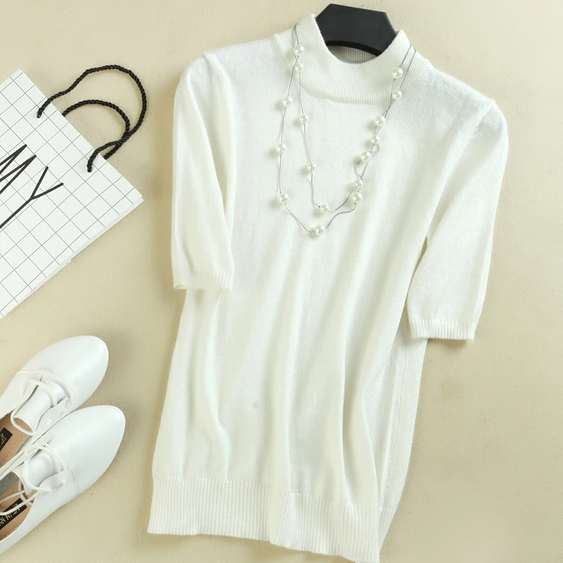 2019 Women's Cashmere Turtleneck Short Sleeve Knitted Sweater Tee Base T Wool Cashmere Brand Sweater Women Rider Wool sweater 2019 Women's Cashmere Turtleneck Short Sleeve Knitted Sweater Tee Base T Wool Cashmere Brand Sweater Women Rider Wool sweater