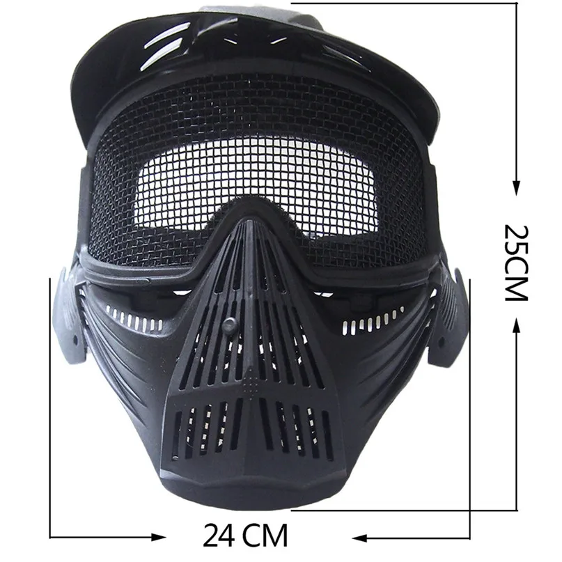 Professional Outdoor Motorcycle Cycling Protection Mask Tactical Military Airsoft Safety Metal Mesh Goggles Full Face Mask #2A20 (6)