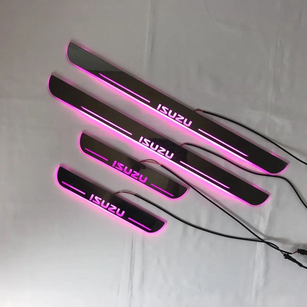 RQXR led движущиеся двери потертости для Isuzu серии динамический порог пластина плоский накладной поток/фиксированный свет, 4 шт