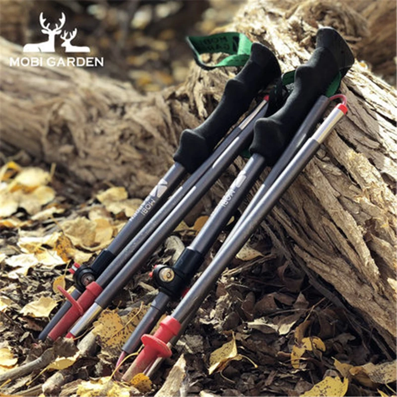

MOBI GARDEN Ultralight Folding Aluminum Alloy Walking Stick Nordic Walking Rod Trekking Pole Outdoor Hiking Stick