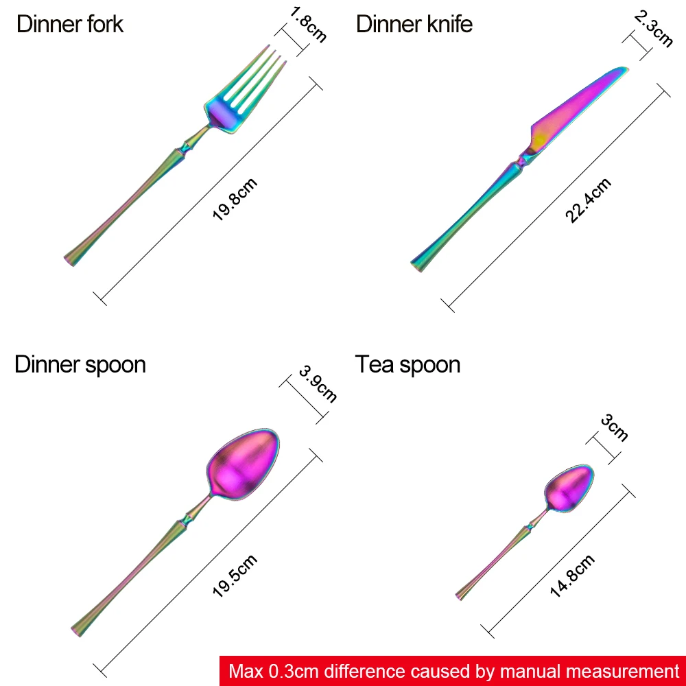 Новинка, набор столовых приборов радужного цвета, роскошная столовая посуда, 1 шт., матовая Полировочная посуда, 304, столовый нож из нержавеющей стали и вилка