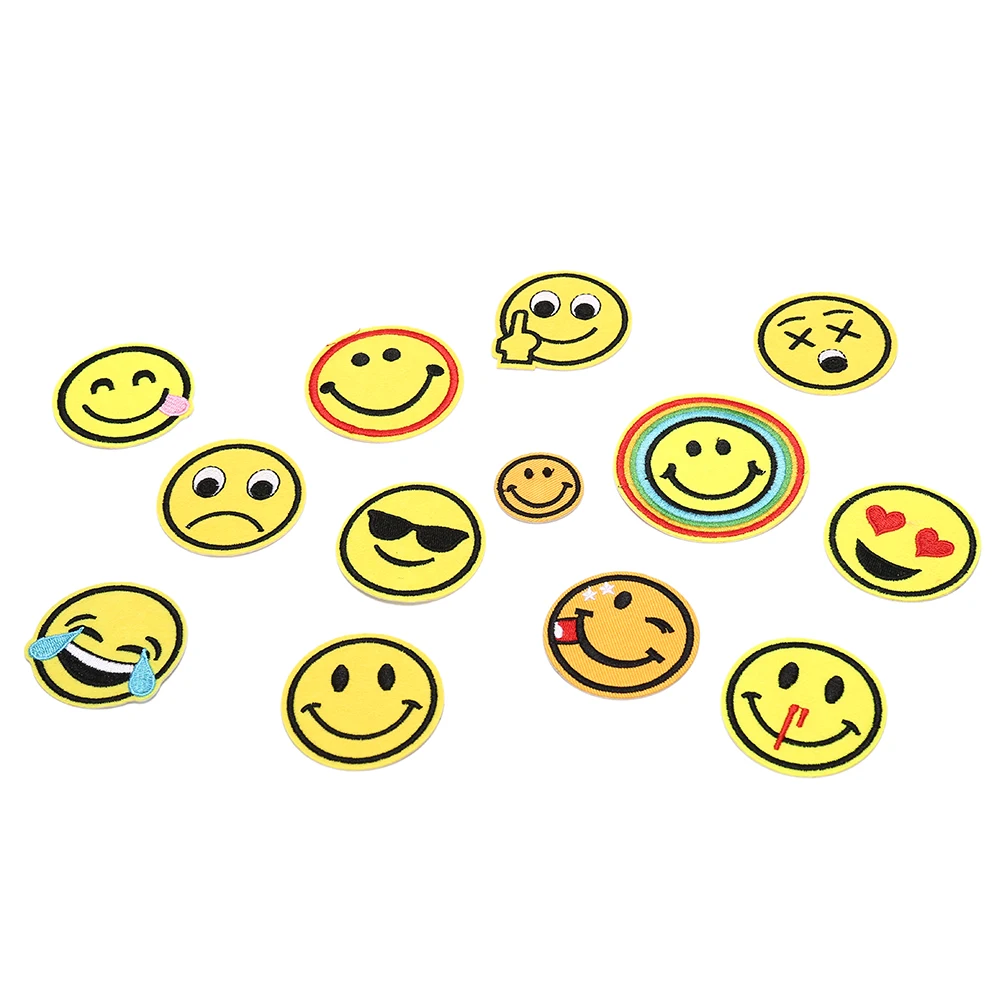 Handmade 13pcs/lot Smile Embroidered Fabric Patches Iron-on Or Sew-on Cartoon Sticker Patches/badges For Kids Clothing 3D
