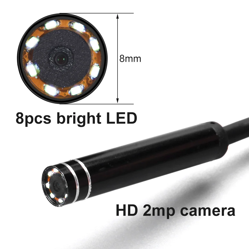 Новейший 2 Мп 8 мм водонепроницаемый мини 3 в 1 эндоскоп USB провод змеиная трубка осмотр бороскоп совместимый Android смартфон ПК