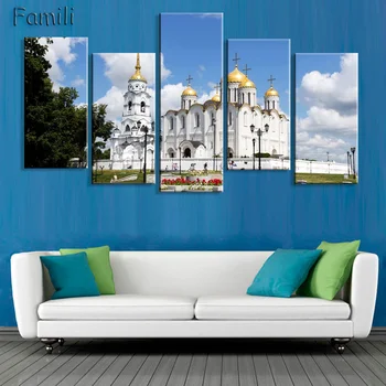 

5pcs Wall Art Real 2017 New High Quality Russia building Art Prints Canvas Painting By City Picture Oil Style No Unframedless