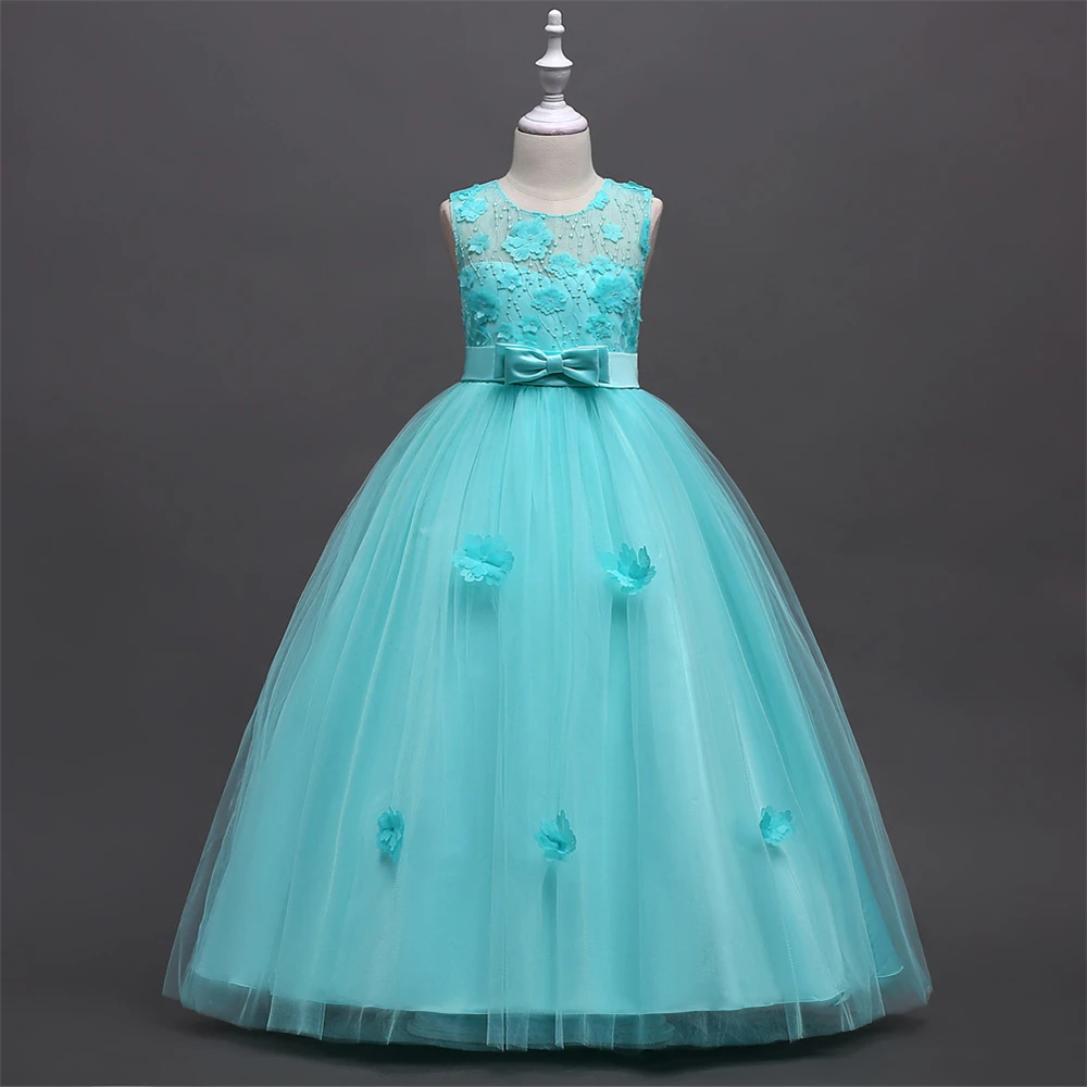 Yeedison 2018 New Girls Long Dress Summer Floral Bow Children Party Princess Ball Gown For Girls High Quality Kids Costume Dress (14)