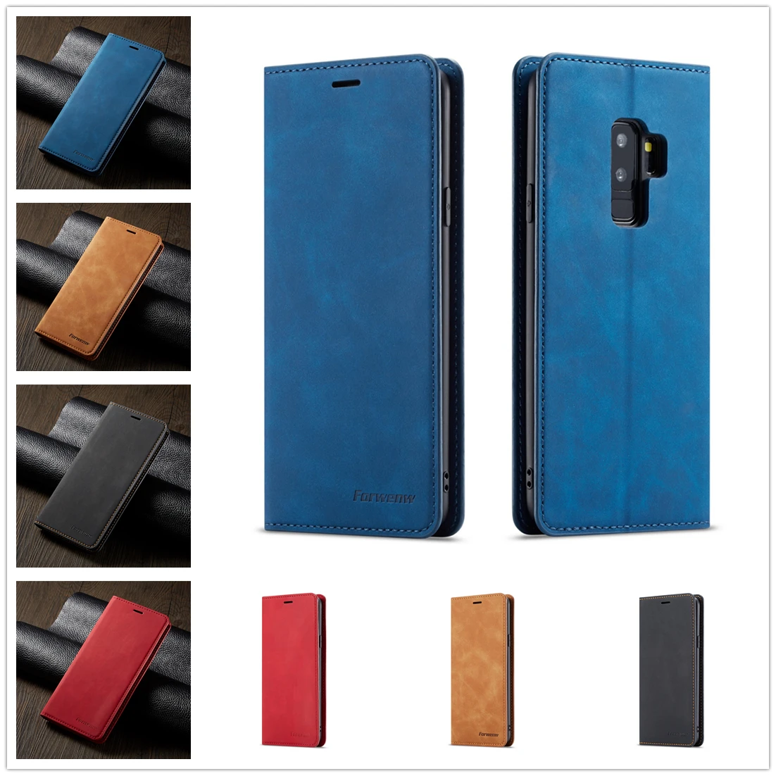 

Book Case for Samsung S8 S9 S10 Cover Plus S10E A6 A7 A8 2018 Shell Leather Wallet Galaxy Shell Coque Samsun Galaxi Logo Hoesje