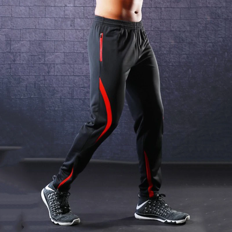 Новые мужские спортивные штаны для бега с карманами, тонкие футбольные штаны для взрослых, леггинсы для бега, тренировочные брюки тренажерный зал фитнесс