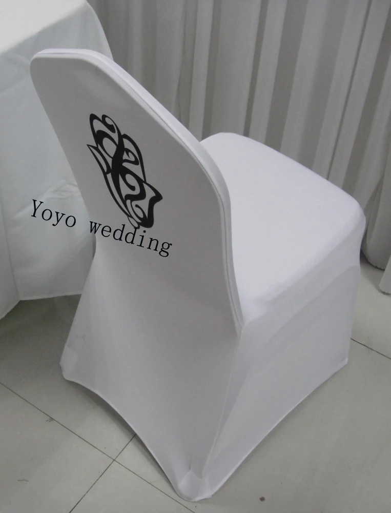 Подгонянный напечатанный спандекс крышка стула напечатанный лайкрой крышка стула логотип индивидуальные печать крышка стула