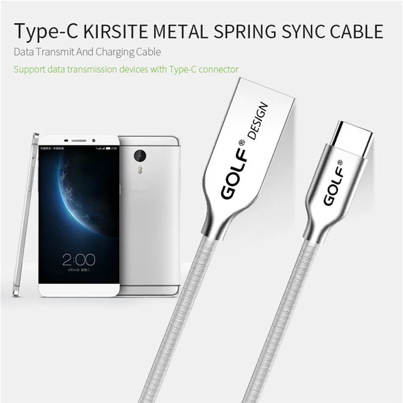 Металлический для гольфа Весна Быстрая зарядка type C USB кабель зарядки данных huawei