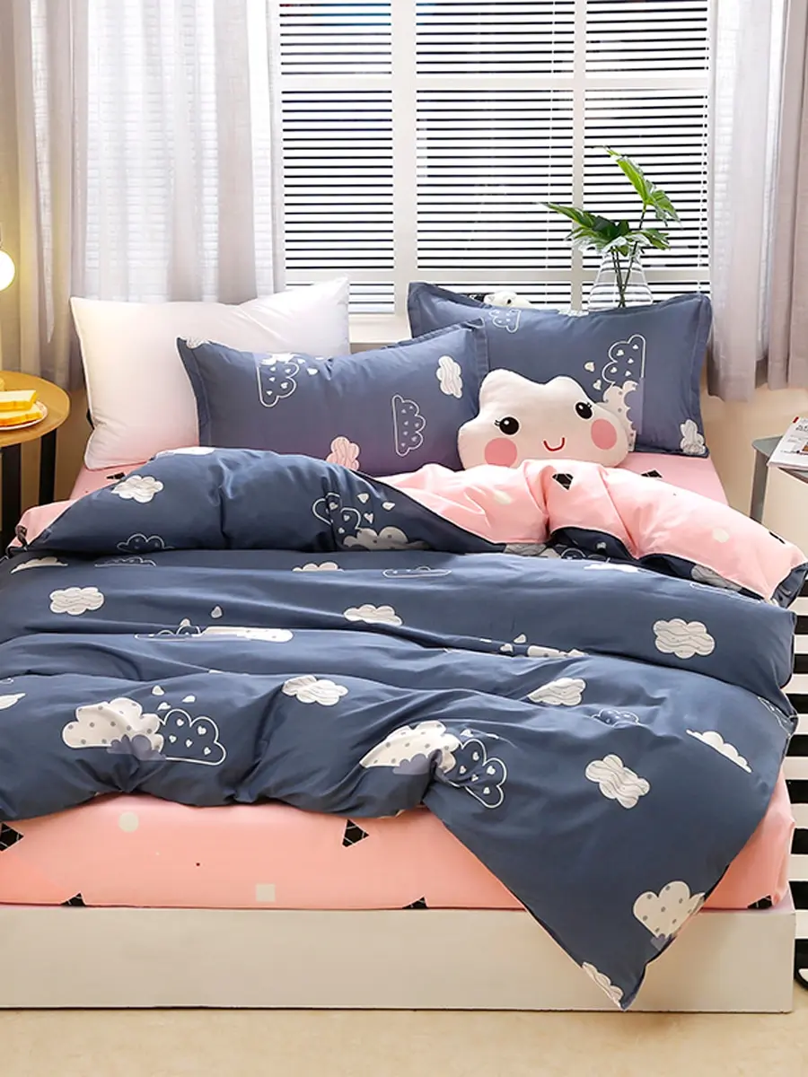 3/4Pcs Duvet Covers Set Cartoon Pattern High Quality Durable Adorable Beddings