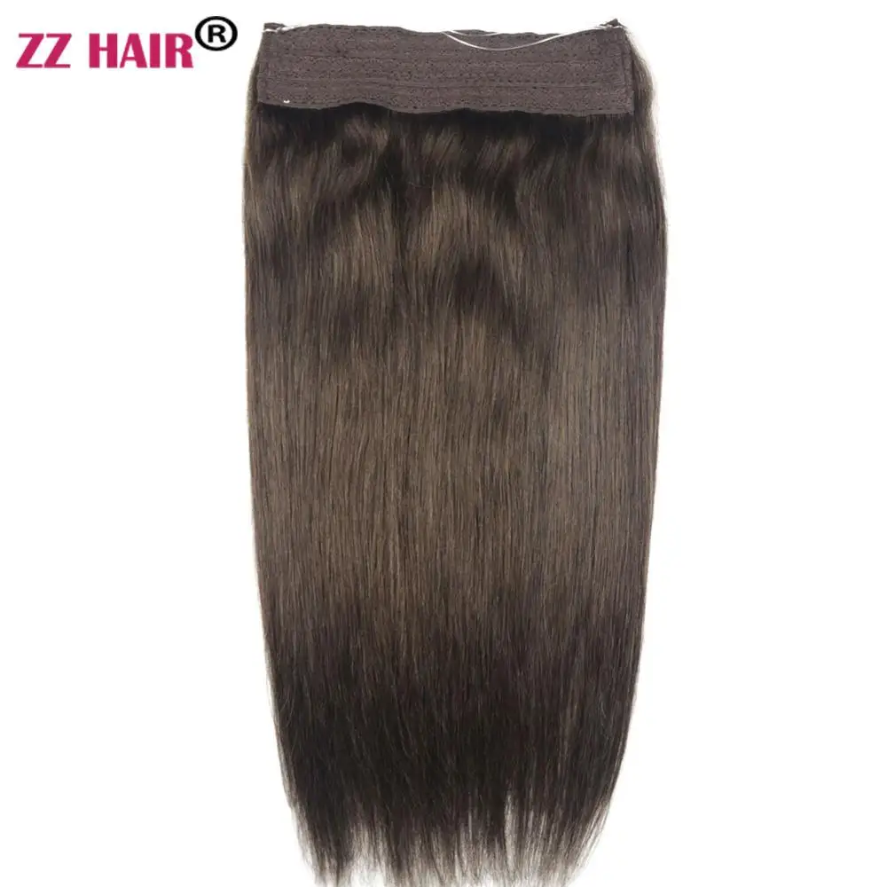

ZZHAIR 70g 16"-20" Machine Made Remy Halo Hair Flip in Human Hair Extensions One piece Set Fish Line
