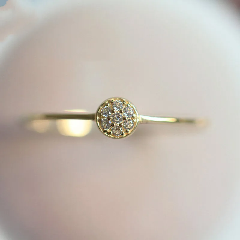

Tisonliz Dainty Simple Rings for Women Round Crystal Rings Female Lady Engagement Wedding Thin Gold Finger Rings Jewelry anillos