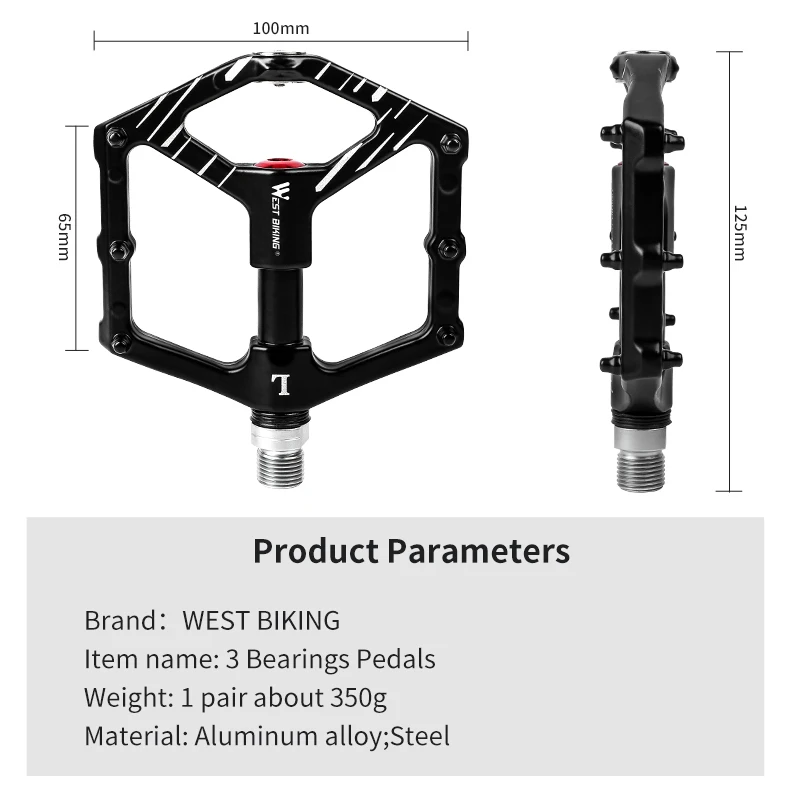 WEST BIKING педали для велосипеда с магнитной присоской, 3 подшипника, сплав, Нескользящие педали для велосипеда, MTB, горный велосипед, герметичный подшипник, педали
